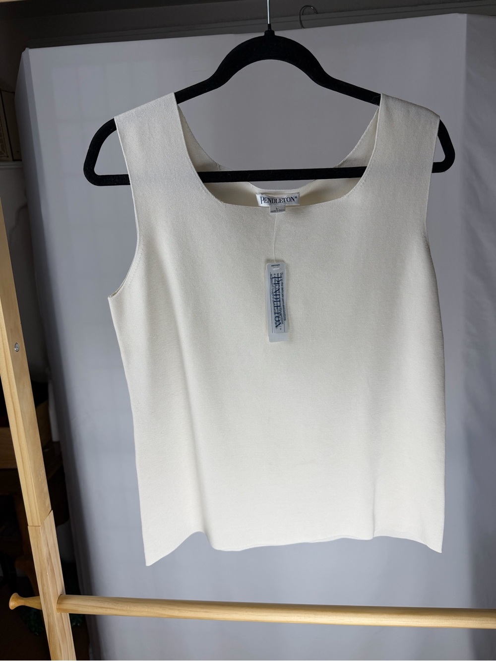 NWT Pendleton Large Ivory Silk Blend Sleeveless Sweater Shell Tank Top